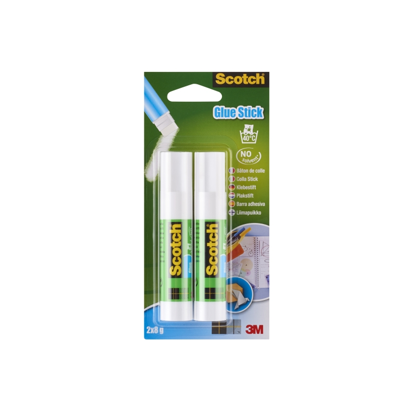 Bâtons de colle solide Scotch (lot de 2) - 8 g par unité - Couleur transparente