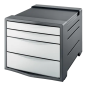 Commode 4 tiroirs Esselte Europost Vivida - 2 tailles de tiroirs - Glissement fluide - Base en caoutchouc antidérapante - Gris/B