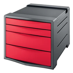 Commode 4 tiroirs Esselte Europost Vivida - 2 tailles de tiroirs - Glissement fluide - Base en caoutchouc antidérapante - Gris/R