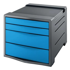 Commode 4 tiroirs Esselte Europost Vivida - 2 tailles de tiroirs - Glissement fluide - Base en caoutchouc antidérapante - Gris/B