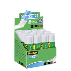 LOT de 12 Présentoir Scotch de 12 bâtons de colle solide de 40 g - Couleur transparente
