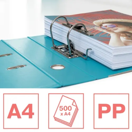 Classeur à levier Esselte Colour'Breeze A4 - Dos 75 mm - Œillet et anneau - Capacité 500 feuilles - Bleu