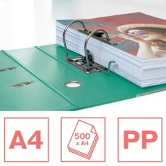 Classeur à levier Esselte Colour'Breeze A4 - Dos 75 mm - Œillet et anneau - Capacité 500 feuilles - Vert