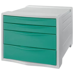 Commode 4 tiroirs Esselte Colour'Breeze - 2 tailles de tiroirs - Glissement fluide - Base en caoutchouc antidérapante - Gris/Ver