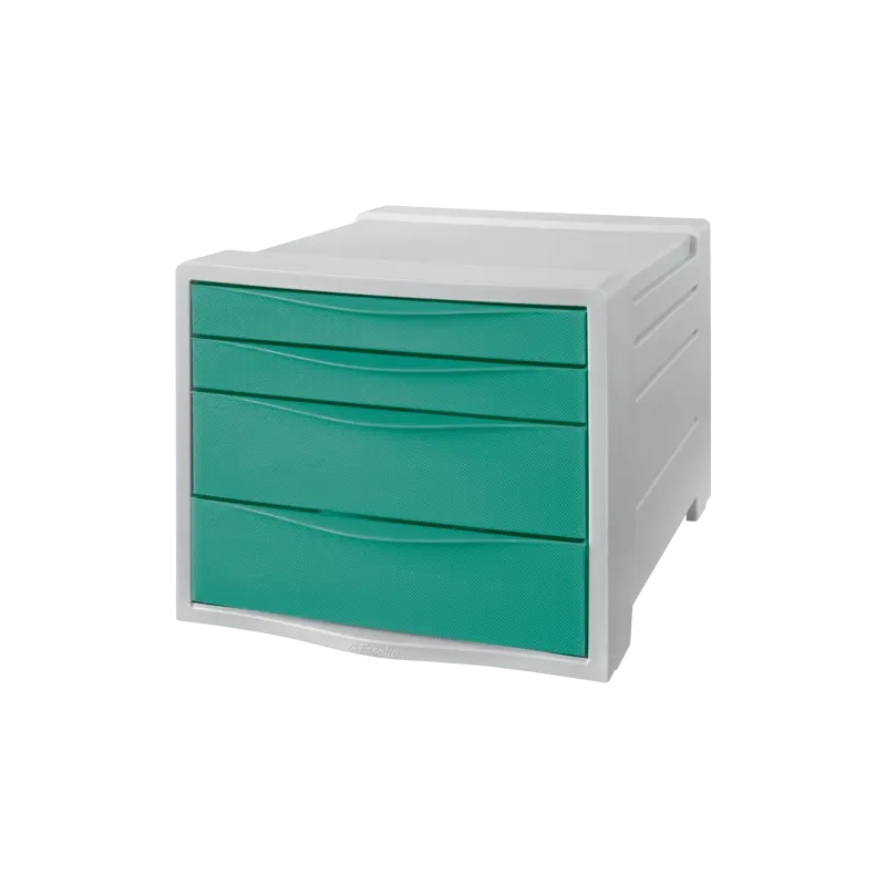 Commode 4 tiroirs Esselte Colour'Breeze - 2 tailles de tiroirs - Glissement fluide - Base en caoutchouc antidérapante - Gris/Ver