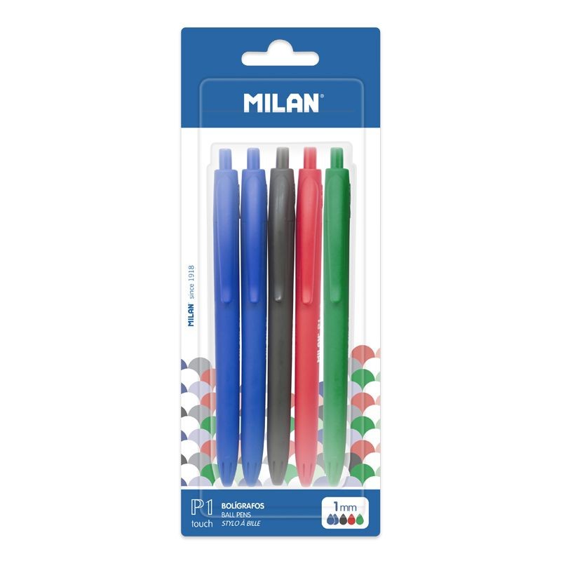 Stylos bille rétractables Milan P1 Touch 1mm x5