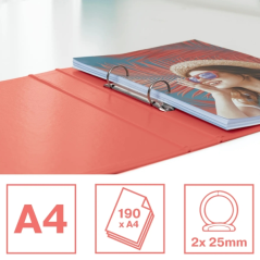 Classeur à anneaux Esselte Colour'Breeze 25 mm A4 - Dos 42 mm - Capacité 190 feuilles - Corail