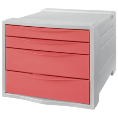 Commode 4 tiroirs Esselte Colour'Breeze - 2 tailles de tiroirs - Glissement fluide - Base en caoutchouc antidérapante - Gris/Cor