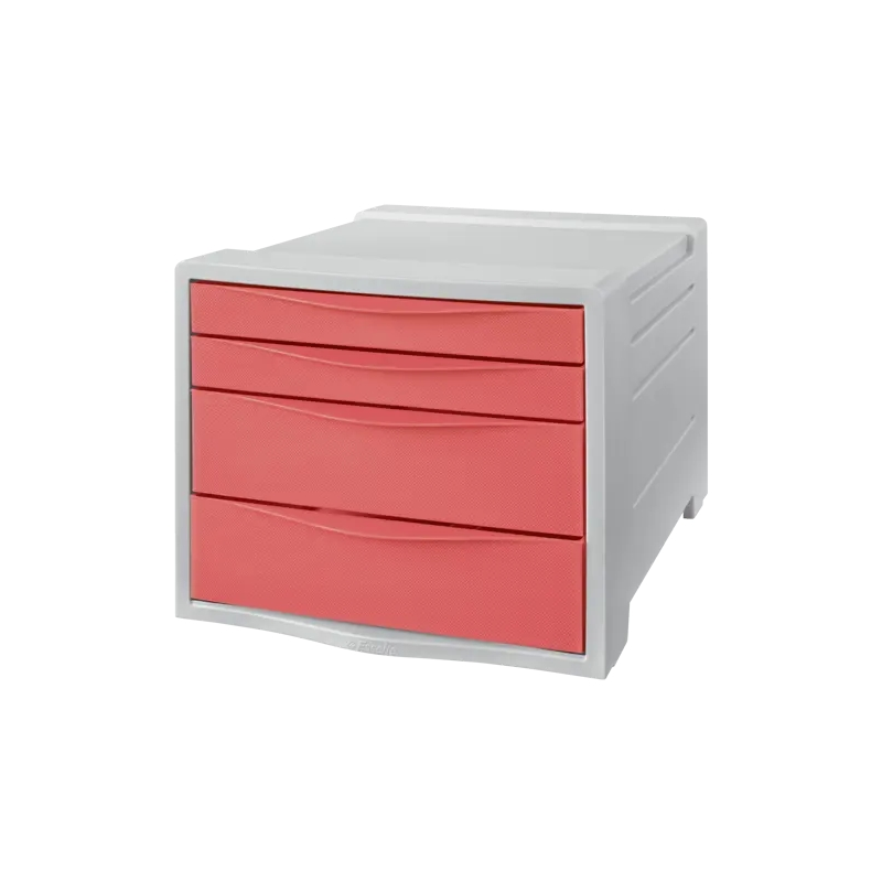 Commode 4 tiroirs Esselte Colour'Breeze - 2 tailles de tiroirs - Glissement fluide - Base en caoutchouc antidérapante - Gris/Cor