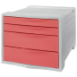 Commode 4 tiroirs Esselte Colour'Breeze - 2 tailles de tiroirs - Glissement fluide - Base en caoutchouc antidérapante - Gris/Cor