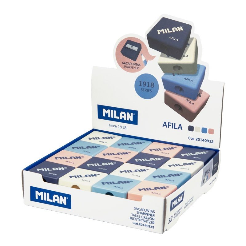 Taille-crayons Milan Sharpa 1918 - Présentoir 32 - Acier, couleurs assorties

