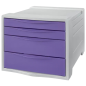 Commode 4 tiroirs Esselte Colour'Breeze - 2 tailles de tiroirs - Glissement fluide - Base en caoutchouc antidérapante - Gris/Lav