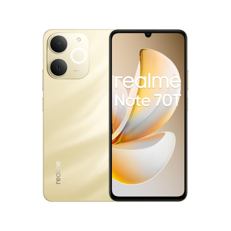 Realme Note 70T Smartphone Écran Amoled 6,75" - 90 Hz - 4 Go - 256 Go - Batterie 6000 mAh - Couleur Or