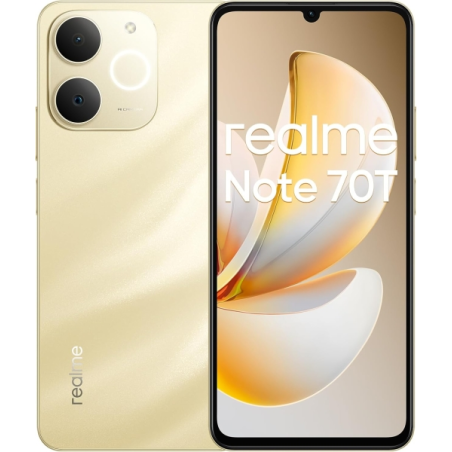 Realme Note 70T Smartphone Écran Amoled 6,75" - 90 Hz - 4 Go - 256 Go - Batterie 6000 mAh - Couleur Or