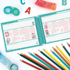 Agenda enfant Finocam 0,2 - 1 jour par page - 160 x 130 mm - Couverture en polypropylène - Papier 90 g/m² - Reliure spirale plas