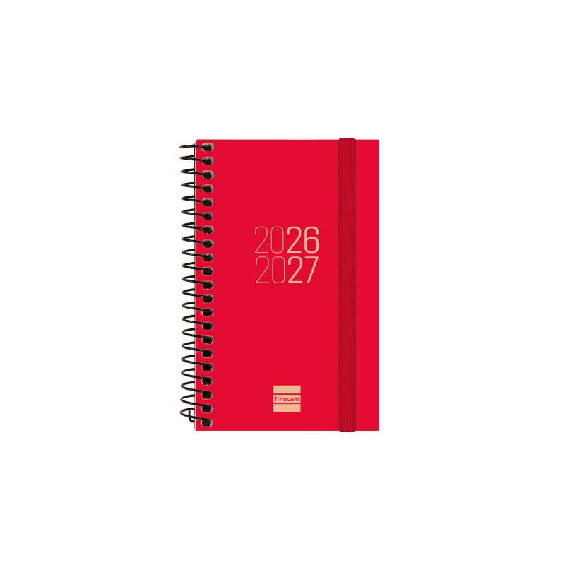 Agenda scolaire à spirale Finocam 26/27 - Vue hebdomadaire horizontale - Format E3 - 79 x 127 mm - Couverture en polypropylène -
