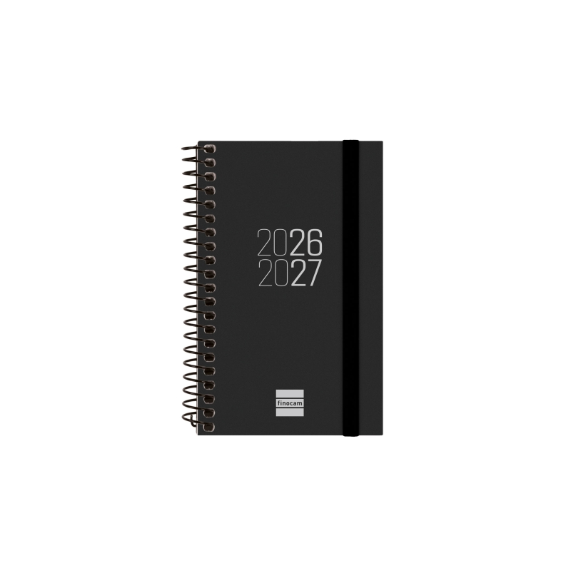 Agenda scolaire à spirale Finocam 26/27 - Vue hebdomadaire horizontale - Format E3 - 79 x 127 mm - Couverture en polypropylène -
