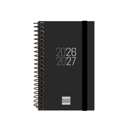 Agenda scolaire à spirale Finocam 26/27 - Vue hebdomadaire horizontale - Format E3 - 79 x 127 mm - Couverture en polypropylène -