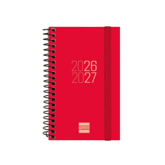 Agenda scolaire à spirale Finocam 26/27 en catalan - Agenda hebdomadaire horizontal - Format E3 - 79 x 127 mm - Couverture en po