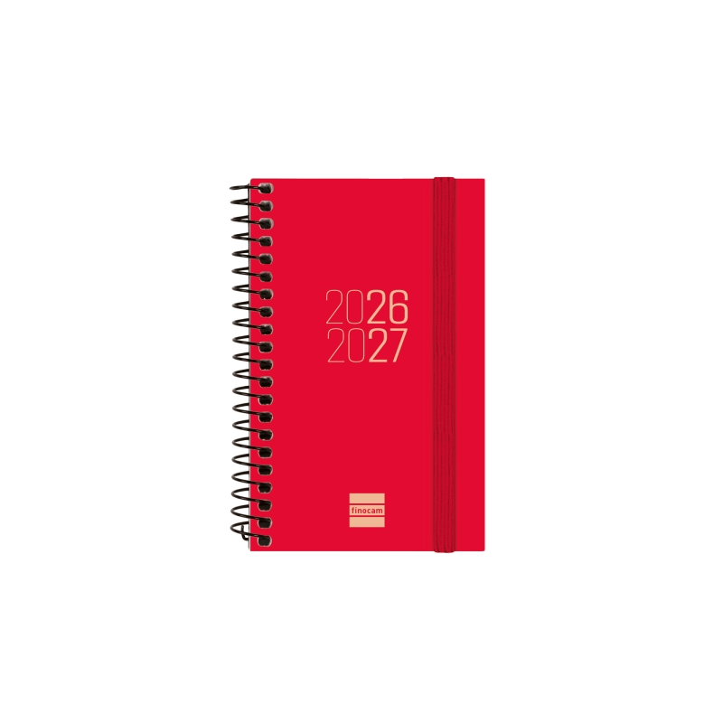 Agenda scolaire à spirale Finocam 26/27 en catalan - Agenda hebdomadaire horizontal - Format E3 - 79 x 127 mm - Couverture en po