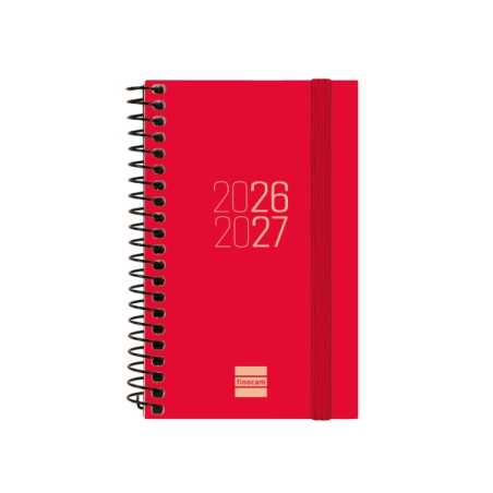 Agenda scolaire à spirale Finocam 26/27 en catalan - Agenda hebdomadaire horizontal - Format E3 - 79 x 127 mm - Couverture en po