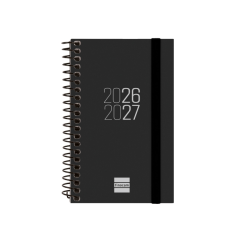 Agenda scolaire à spirale Finocam 26/27 en catalan - Agenda hebdomadaire horizontal - Format E3 - 79 x 127 mm - Couverture en po