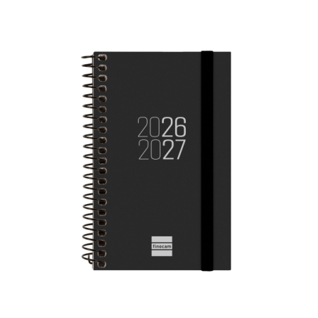 Agenda scolaire à spirale Finocam 26/27 en catalan - Agenda hebdomadaire horizontal - Format E3 - 79 x 127 mm - Couverture en po