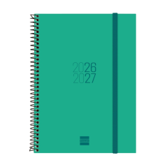 Agenda scolaire à spirale Finocam 26/27 - Vue hebdomadaire horizontale - Format E10 - 155 x 212 mm - Couverture en polypropylène