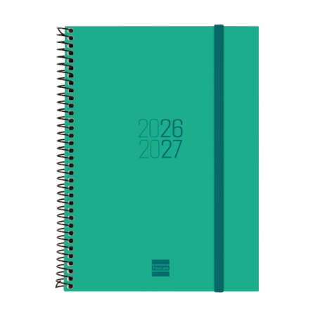 Agenda scolaire à spirale Finocam 26/27 - Vue hebdomadaire horizontale - Format E10 - 155 x 212 mm - Couverture en polypropylène