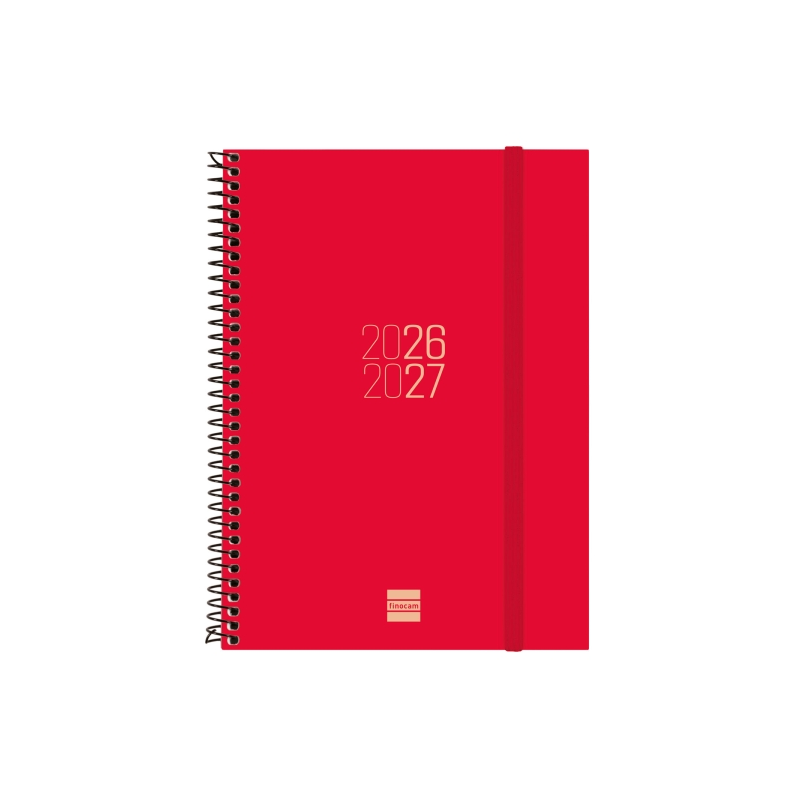 Agenda scolaire à spirale Finocam 26/27 - Vue hebdomadaire horizontale - Format E10 - 155 x 212 mm - Couverture en polypropylène