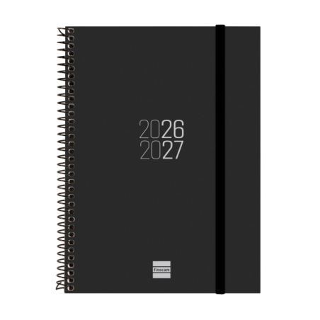 Agenda scolaire à spirale Finocam 26/27 - Vue hebdomadaire horizontale - Format E10 - 155 x 212 mm - Couverture en polypropylène