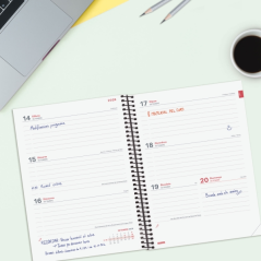 Agenda scolaire à spirale Finocam 26/27 en catalan - Agenda hebdomadaire horizontal - Format E10 - 155 x 212 mm - Couverture en