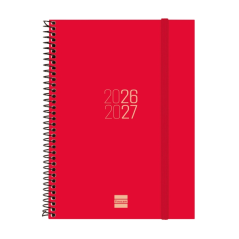 Agenda scolaire à spirale Finocam 26/27 en catalan - Agenda hebdomadaire horizontal - Format E10 - 155 x 212 mm - Couverture en
