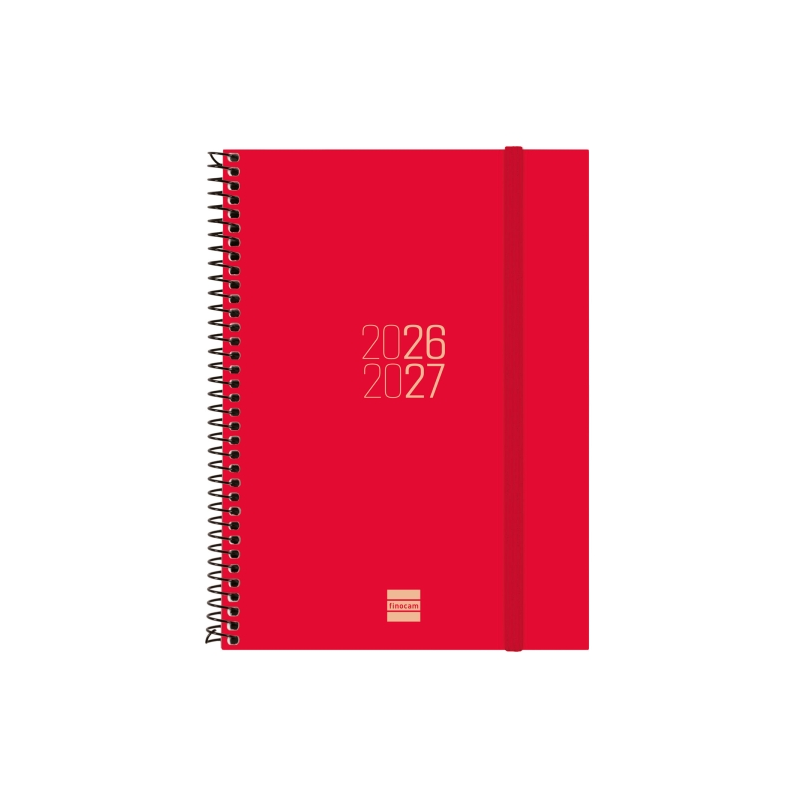 Agenda scolaire à spirale Finocam 26/27 en catalan - Agenda hebdomadaire horizontal - Format E10 - 155 x 212 mm - Couverture en