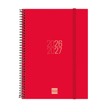 Agenda scolaire à spirale Finocam 26/27 en catalan - Agenda hebdomadaire horizontal - Format E10 - 155 x 212 mm - Couverture en