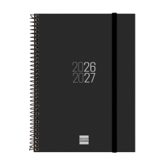 Agenda scolaire à spirale Finocam 26/27 en catalan - Vue hebdomadaire horizontale - Format E10 - 155 x 212 mm - Couverture en po