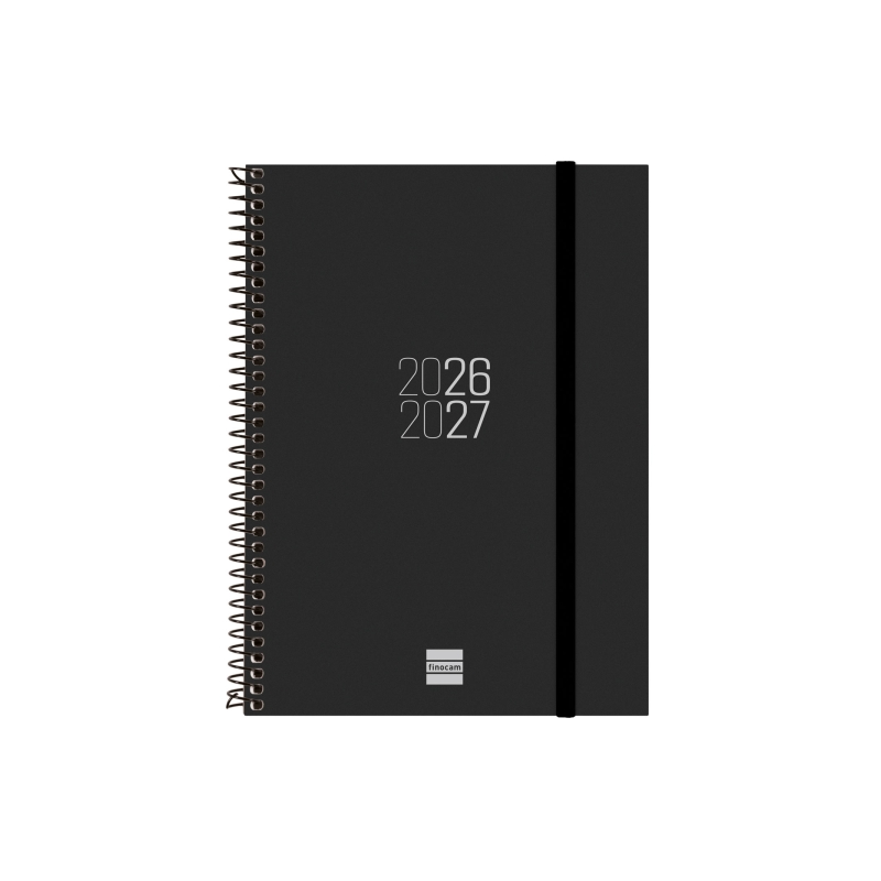 Agenda scolaire à spirale Finocam 26/27 en catalan - Vue hebdomadaire horizontale - Format E10 - 155 x 212 mm - Couverture en po