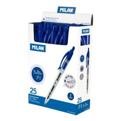 Stylo bille rétractable Milan P1 bleu 1mm boîte de 25