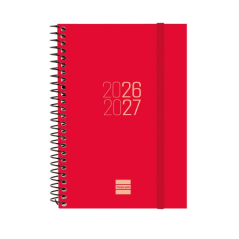 Agenda scolaire à spirale Finocam 26/27 - Vue hebdomadaire horizontale - Format E8 - 120 x 171 mm - Couverture en polypropylène
