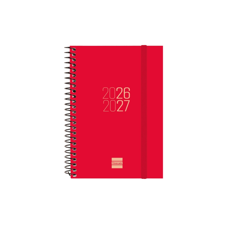 Agenda scolaire à spirale Finocam 26/27 - Vue hebdomadaire horizontale - Format E8 - 120 x 171 mm - Couverture en polypropylène