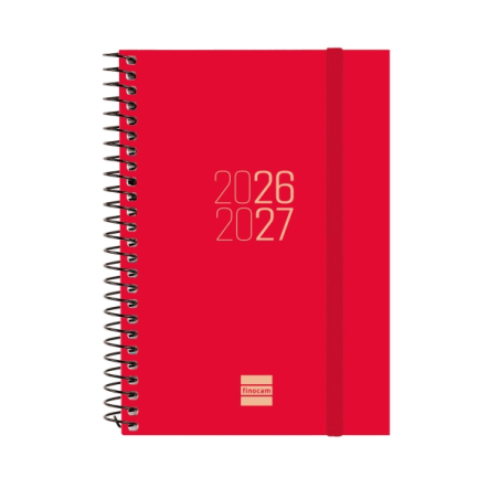 Agenda scolaire à spirale Finocam 26/27 - Vue hebdomadaire horizontale - Format E8 - 120 x 171 mm - Couverture en polypropylène
