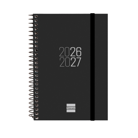 Agenda scolaire à spirale Finocam 26/27 - Vue hebdomadaire horizontale - Format E8 - 120 x 171 mm - Couverture en polypropylène