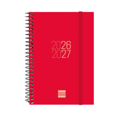 Agenda scolaire à spirale Finocam 26/27 en catalan - Agenda hebdomadaire horizontal - Format E8 - 120 x 171 mm - Couverture en p