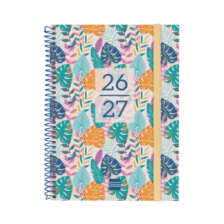 Agenda scolaire Finocam 26/27 - Vue hebdomadaire horizontale - Format A4 - 155 x 212 mm - Couverture en polypropylène - Papier 8