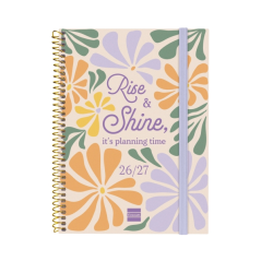 Agenda scolaire Finocam 26/27 - Vue hebdomadaire horizontale - Format A4 - 155 x 212 mm - Couverture en polypropylène - Papier 8