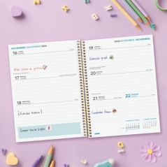 Agenda scolaire Finocam 26/27 - Vue hebdomadaire horizontale - Format A4 - 155 x 212 mm - Couverture en polypropylène - Papier 8