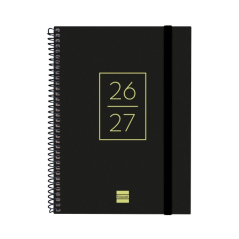 Agenda scolaire Finocam 26/27 en catalan - Vue hebdomadaire horizontale - Format A4 - 155 x 212 mm - Couverture en polypropylène