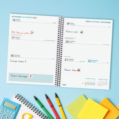 Agenda scolaire Finocam 26/27 en catalan - Vue hebdomadaire horizontale - Format A4 - 155 x 212 mm - Couverture en polypropylène