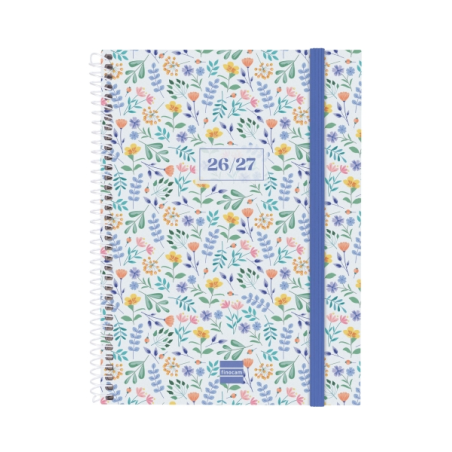 Agenda scolaire Finocam 26/27 en catalan - Vue hebdomadaire horizontale - Format A4 - 155 x 212 mm - Couverture en polypropylène