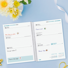 Agenda scolaire Finocam 26/27 en catalan - Vue hebdomadaire horizontale - Format A4 - 155 x 212 mm - Couverture en polypropylène